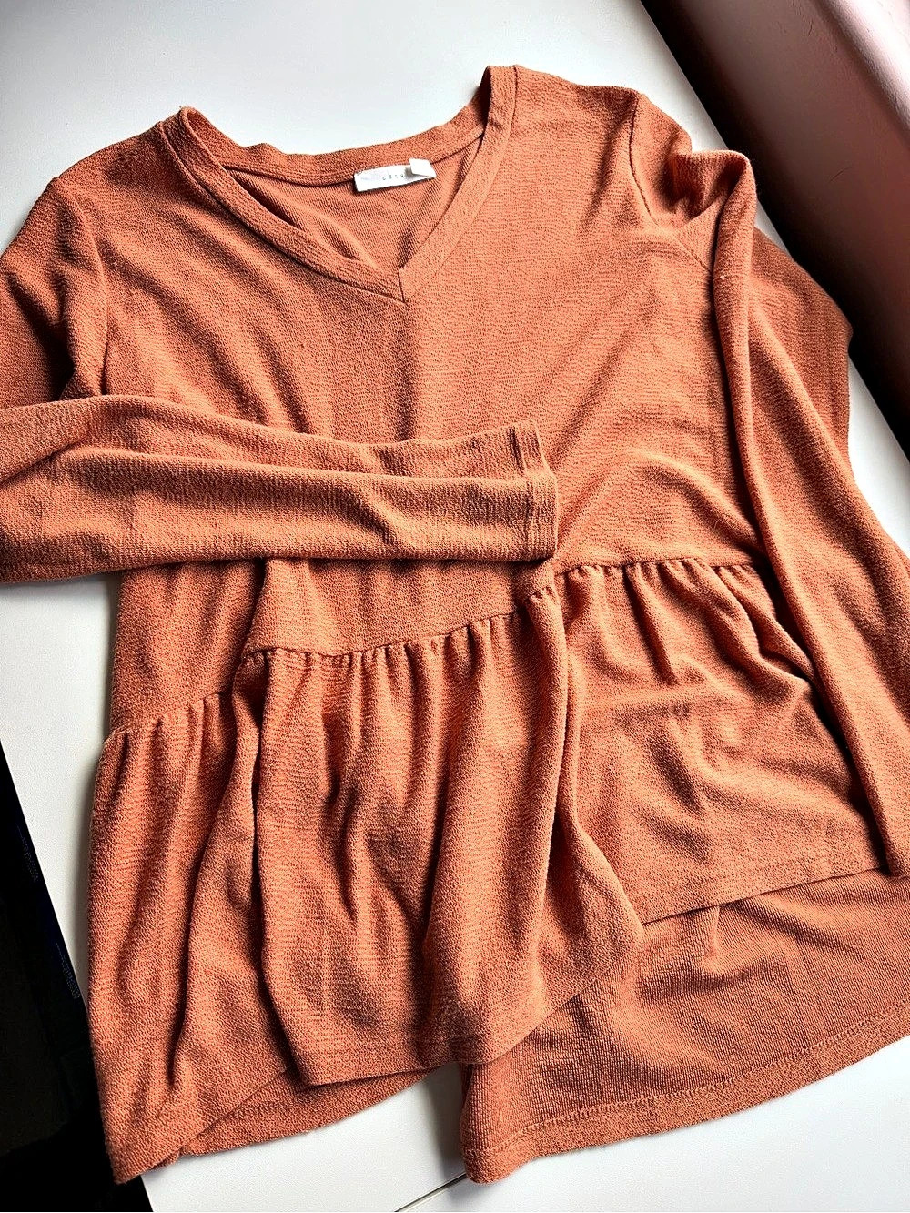 Lush Long Sleeve Tunic in Orange Size Small Like New